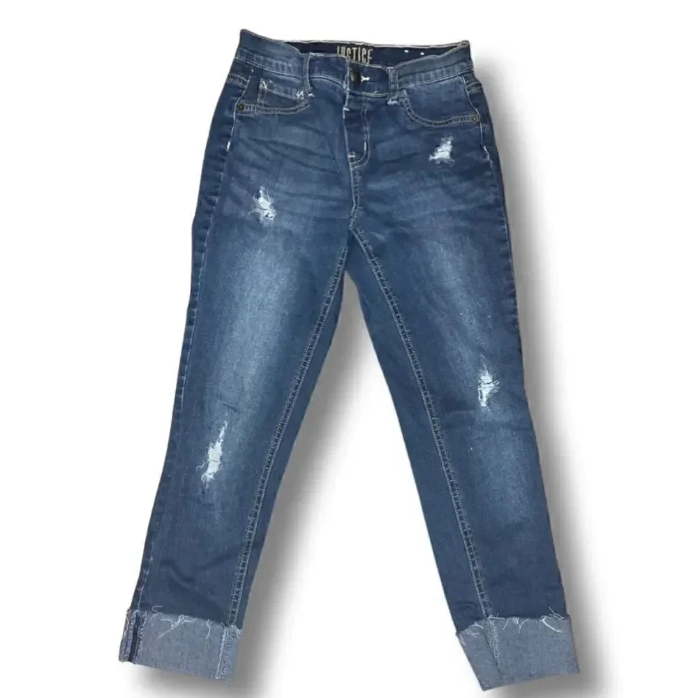 Justice Demin Cropped Cuffed Jeans Girls Size 12